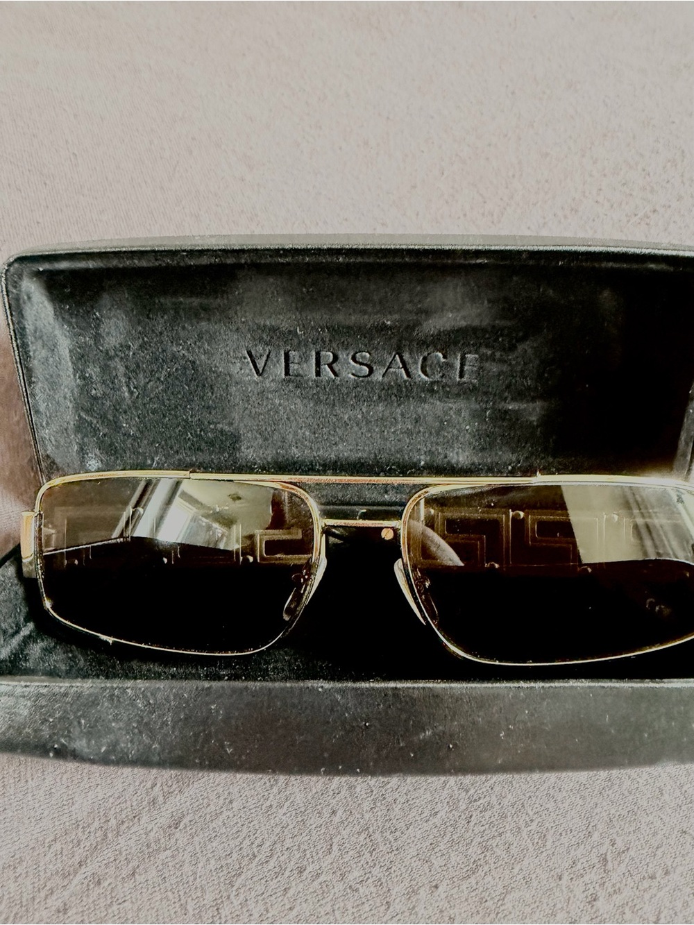 Versace Gold Metal Sunglasses with Dark Gradient Lenses